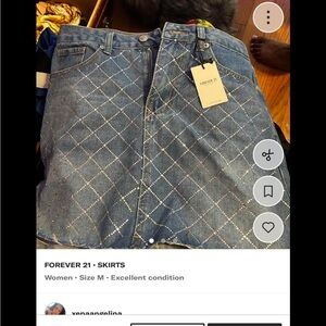 Forever 21 Quilted Blue Denim Skirt